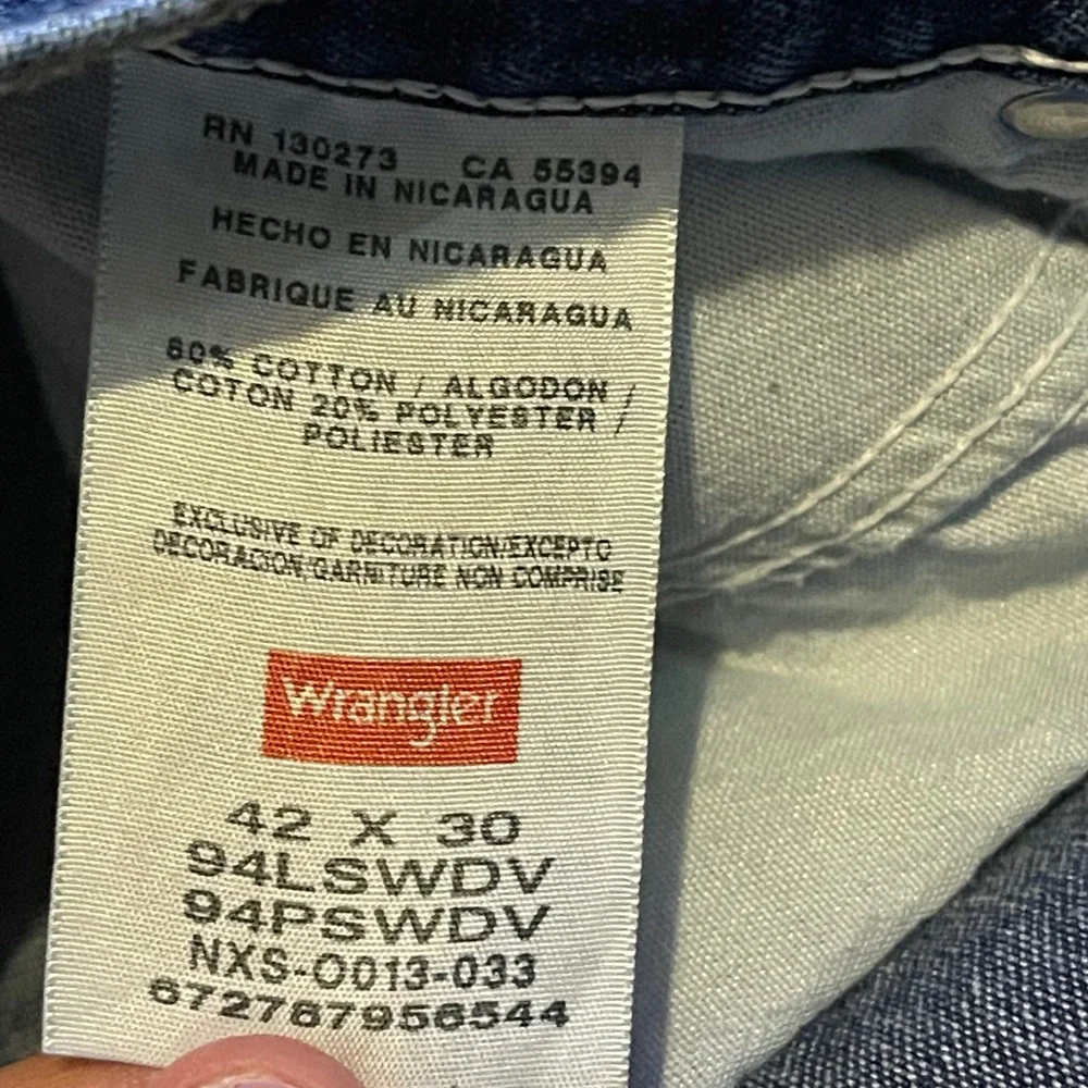 Wrangler Jeans Men 42x30 Blue Carpenter Loose Fit Denim Workwear Utility Relaxed